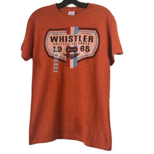 NWOT Gildan Heavy Cotton Dark Orange Rust Tee Whistler Logo Men's Small